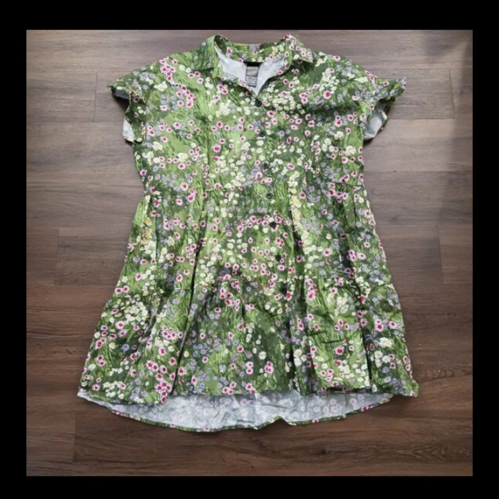 NOOWORKS Button Up Dress Meadow 2XL Prairie Floral US MADE